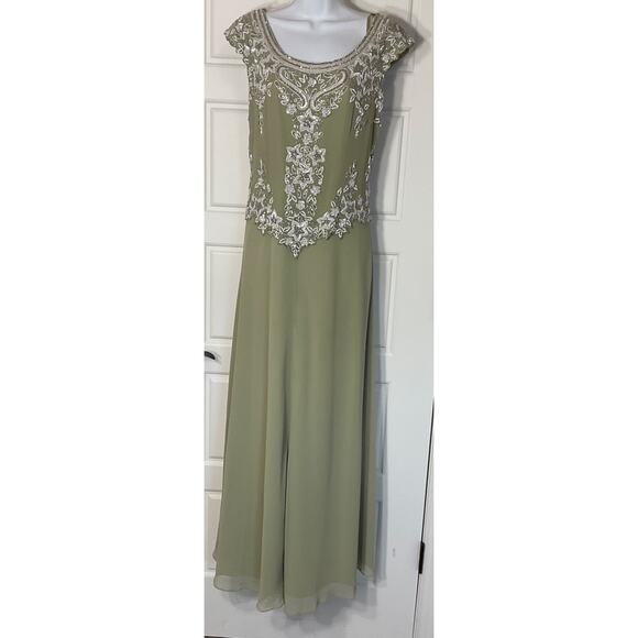 J Kara Green Sequins and Beads Sleeveless Long Formal Gown 10 - Picture 1 of 11